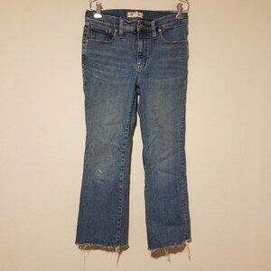 Madewell Mid-Rise Kick Out Jeans Cherryville Wash Raw Hem Women's Size 28 NI962